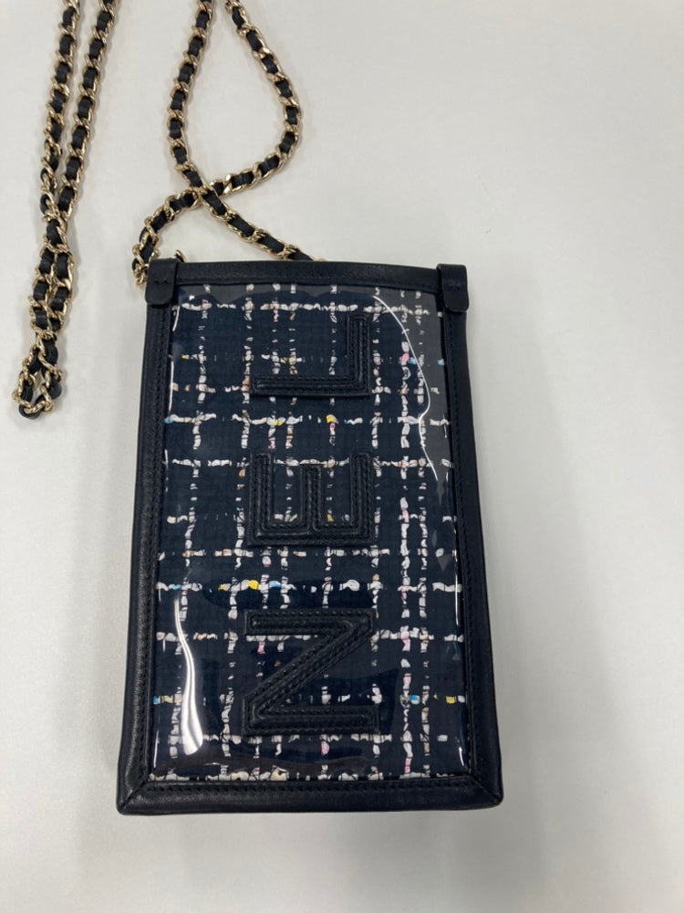Chanel Tweed et PVC Phone Pochette avec chaîne