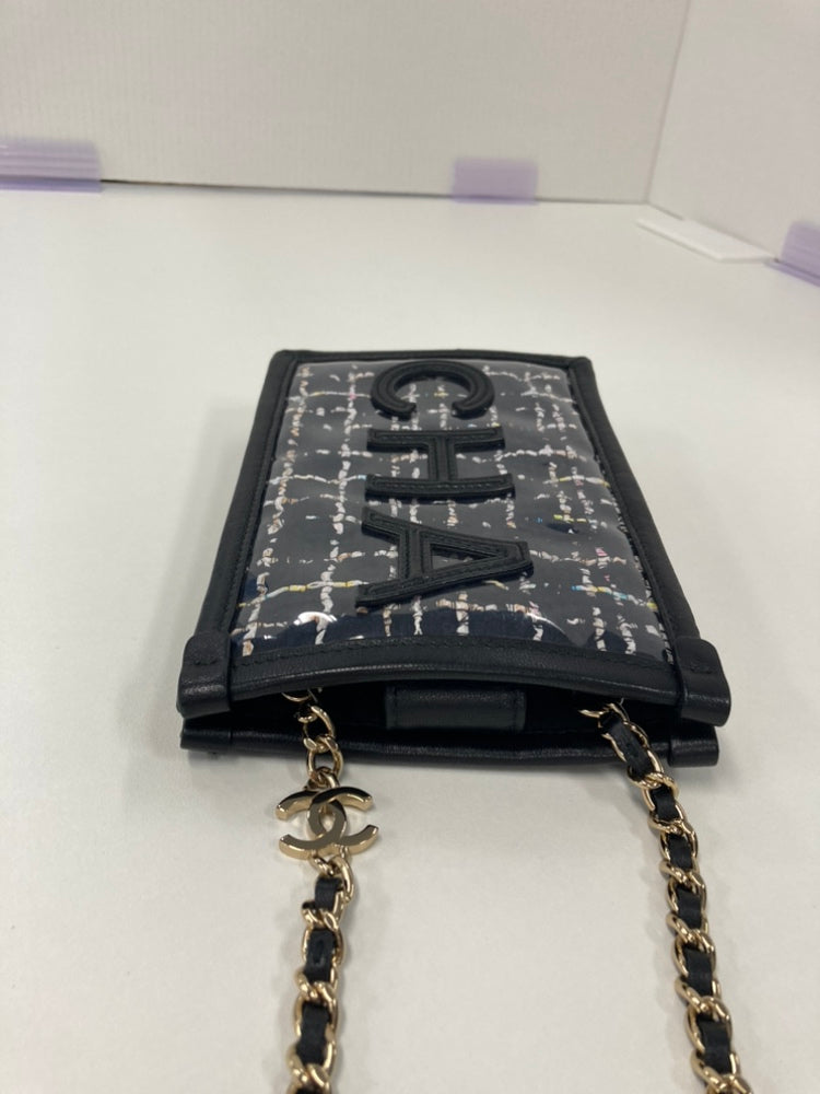 Chanel Tweed et PVC Phone Pochette avec chaîne