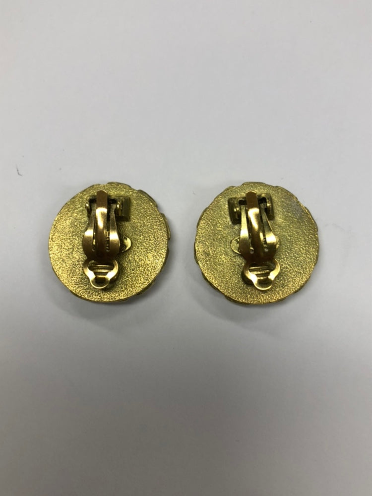 Chanel CC plaqué Resin Chain Rond Clip On Boucles d’oreilles
