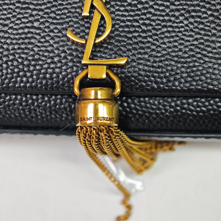Saint Laurent Grain de Poudre Monogram Kate Pompon Airpods Sac