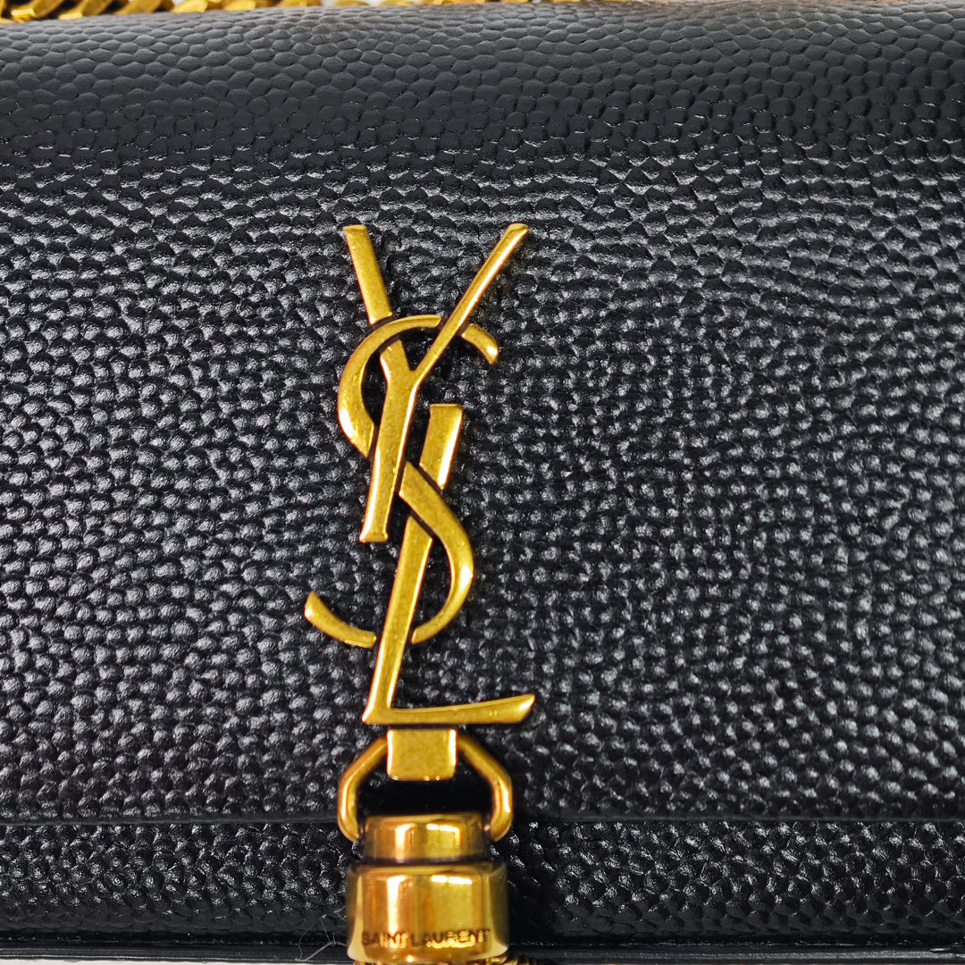 Saint Laurent Grain de Poudre Monogram Kate Pompon Airpods Sac