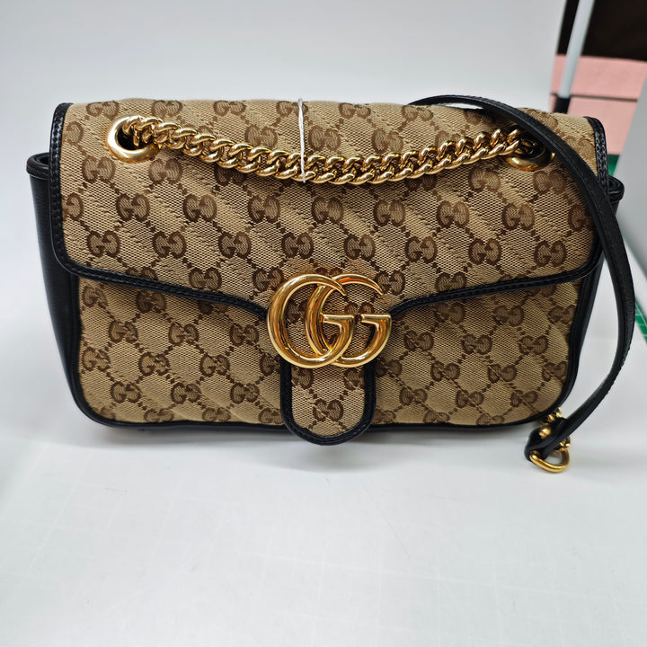 Gucci Medium GG Marmont Matelasse Diagonal GG Toile Sac bandoulière