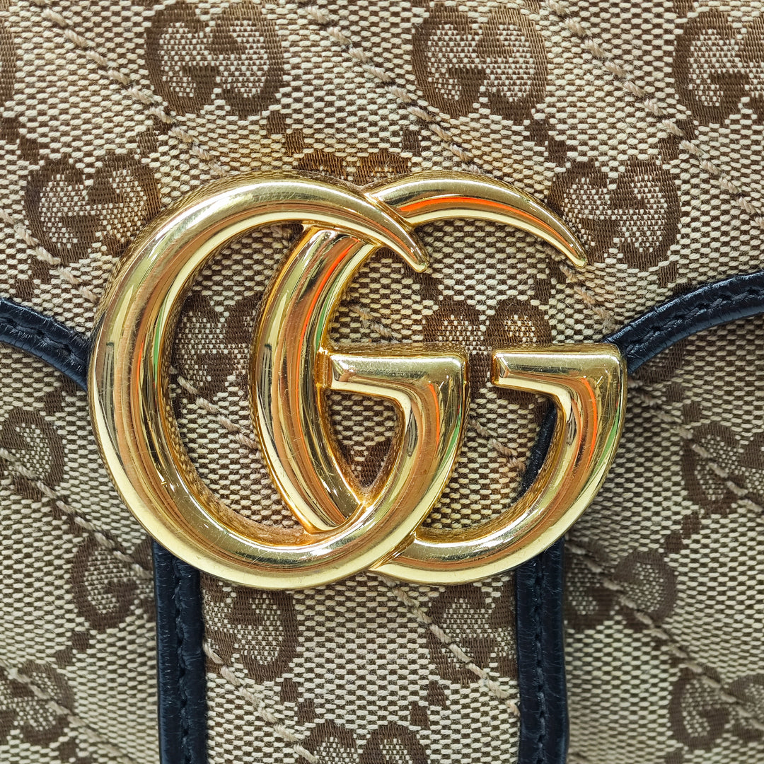 Gucci Medium GG Marmont Matelasse Diagonal GG Toile Sac bandoulière