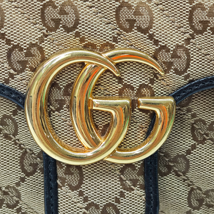 Gucci Medium GG Marmont Matelasse Diagonal GG Toile Sac bandoulière