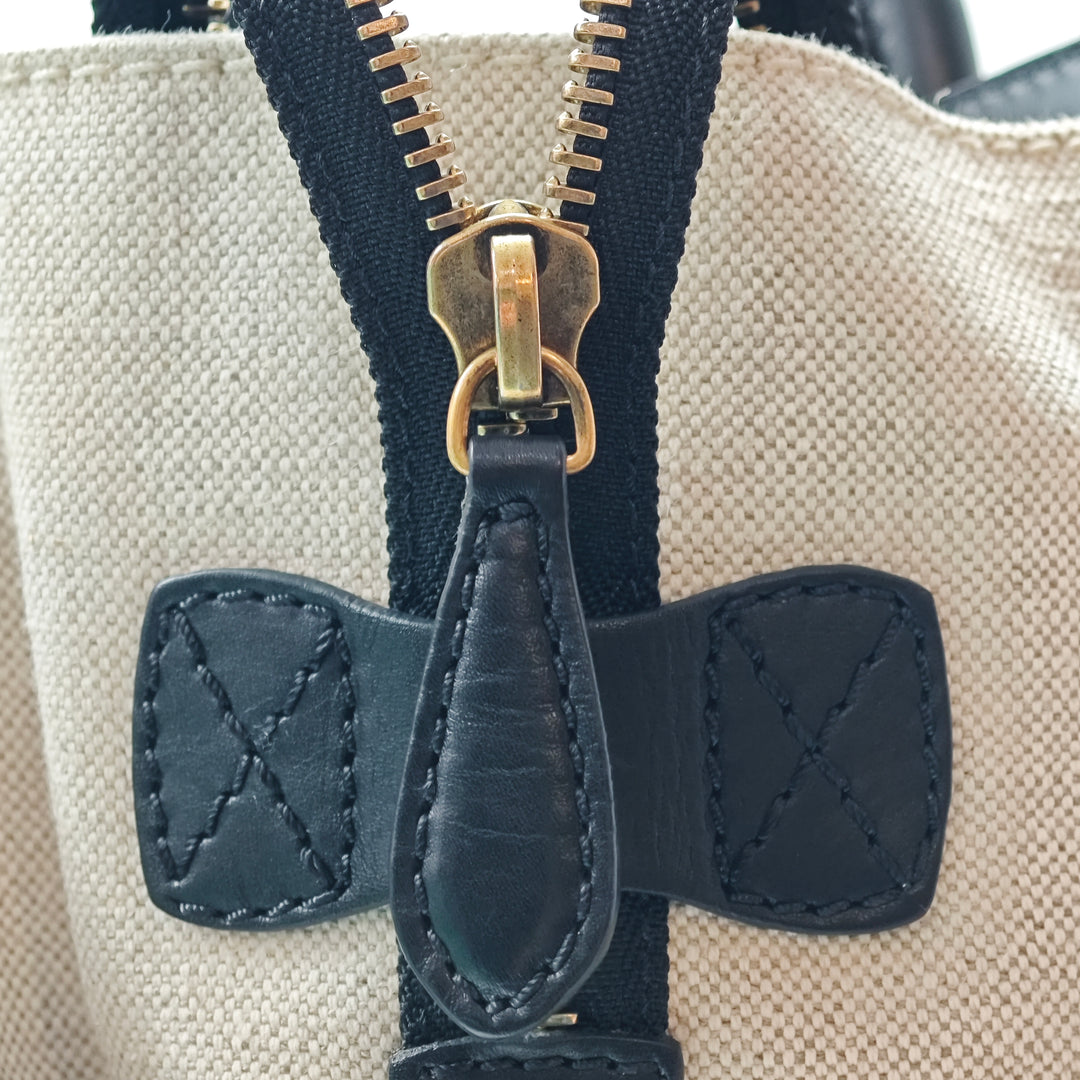 Celine Mini Bicolor Toile et Cuir Luggage Cabas