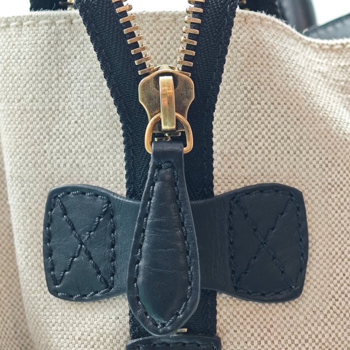 Celine Mini Bicolor Toile et Cuir Luggage Cabas