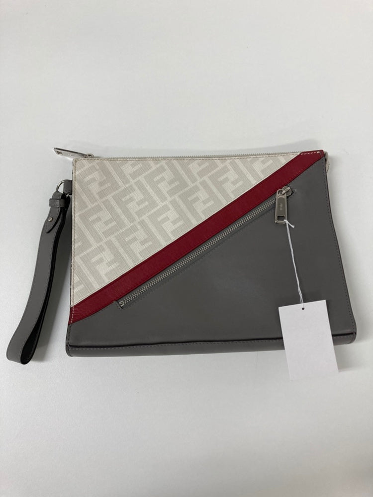 Fendi Zucca Coated Toile FF 1974 Diagonal Vitello Liberty Front Zip Pochette