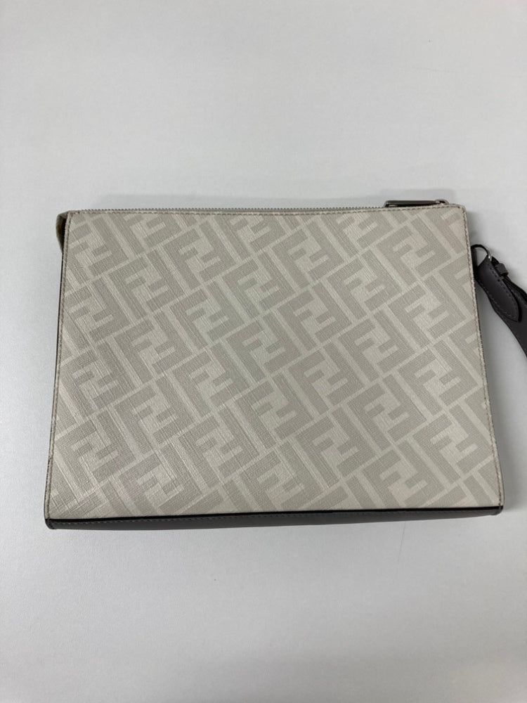 Fendi Zucca Coated Toile FF 1974 Diagonal Vitello Liberty Front Zip Pochette