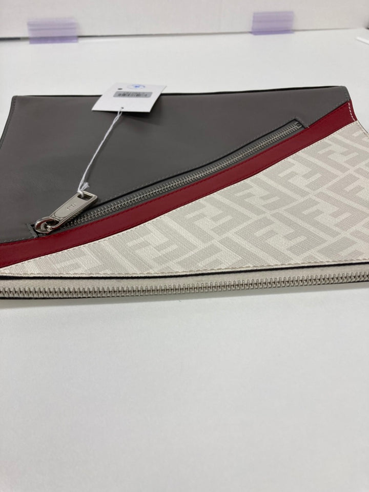 Fendi Zucca Coated Toile FF 1974 Diagonal Vitello Liberty Front Zip Pochette