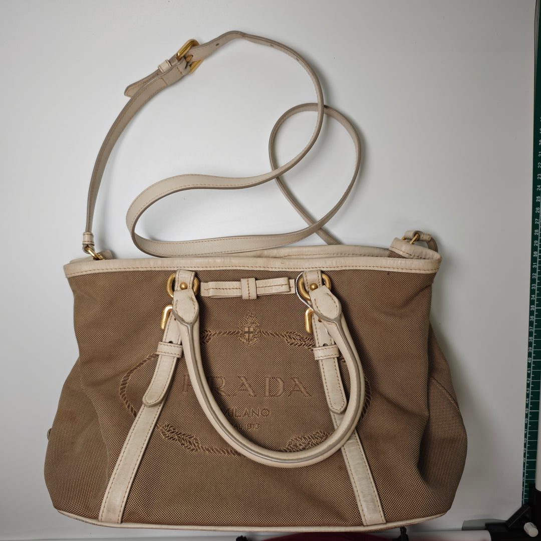 Prada Toile Canapa Logo Bow Sac