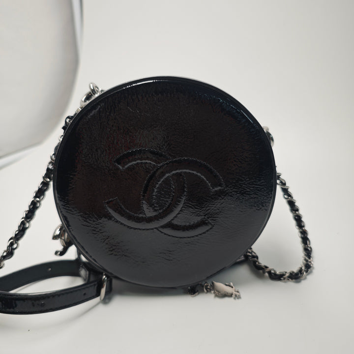 Chanel Cuir verni Rond As Earth Sac