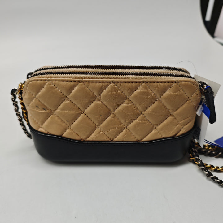 Chanel Bicolor vieilli Cuir de veau Gabrielle Double Zip Pochette avec chaîne