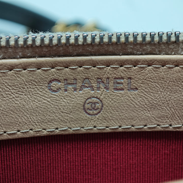 Chanel Bicolor vieilli Cuir de veau Gabrielle Double Zip Pochette avec chaîne