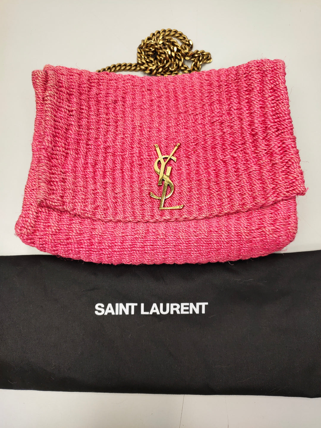 Saint Laurent Medium Raffia Monogram Kate Sac porté croisé