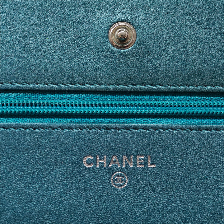 Chanel CC Matelassé Metallic Cuir d’agneau Wallet on Chain