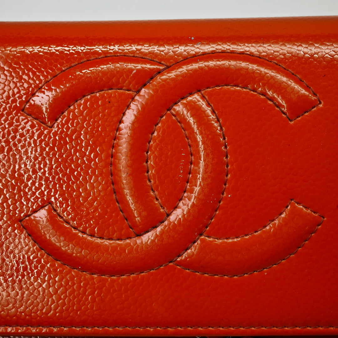 Chanel CC Cuir verni Caviar Wallet on Chain