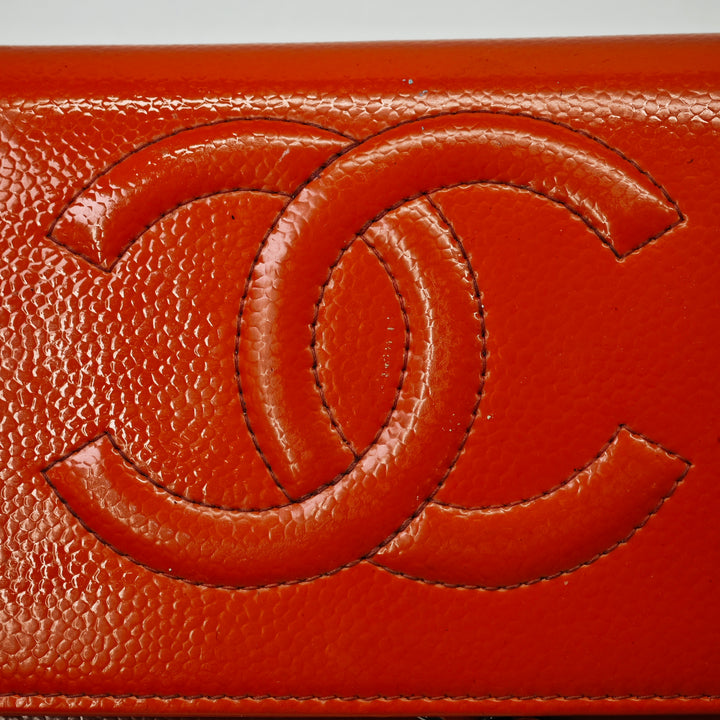 Chanel CC Cuir verni Caviar Wallet on Chain