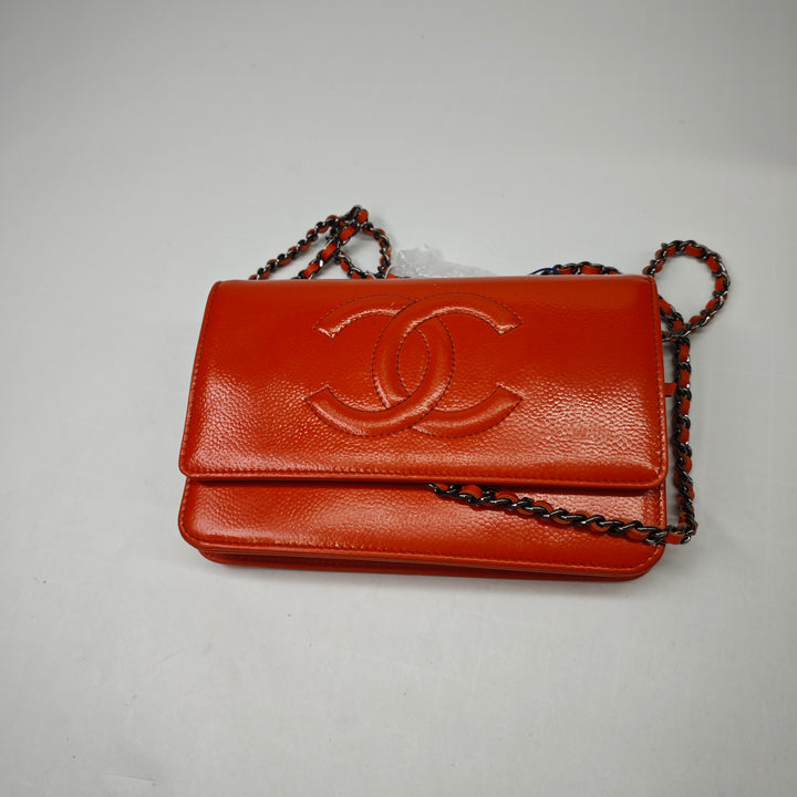 Chanel CC Cuir verni Caviar Wallet on Chain