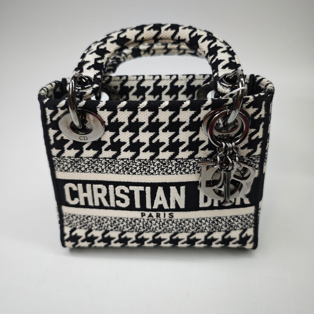 Dior Mini brodé Toile Houndstooth Lady D Lite