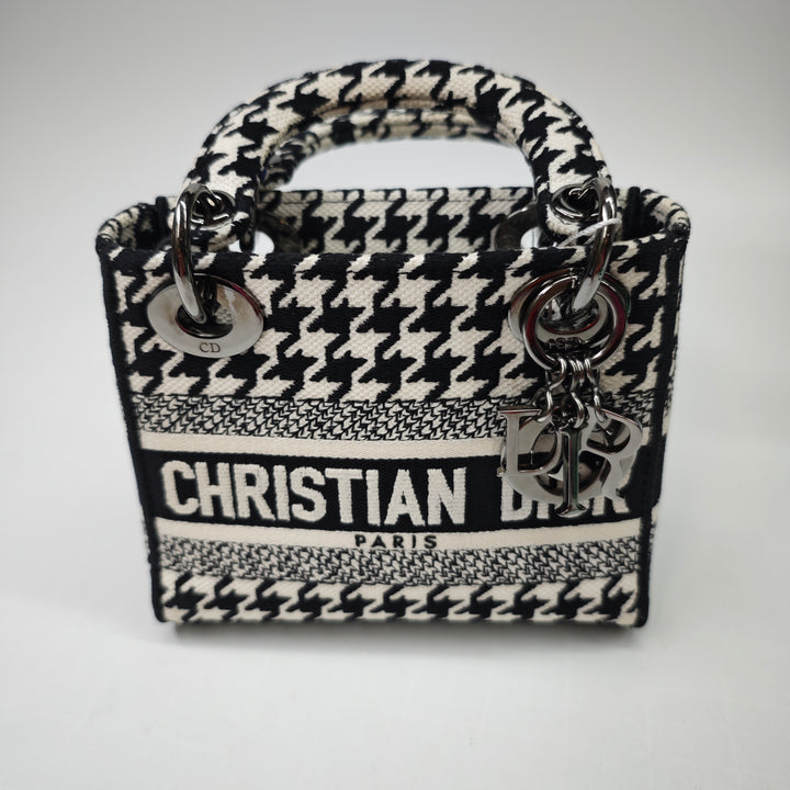 Dior Mini brodé Toile Houndstooth Lady D Lite