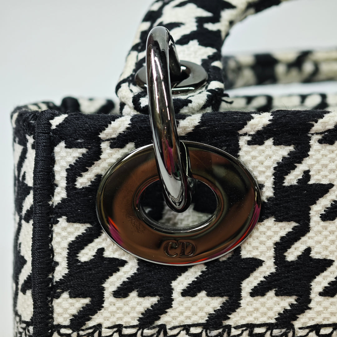 Dior Mini brodé Toile Houndstooth Lady D Lite