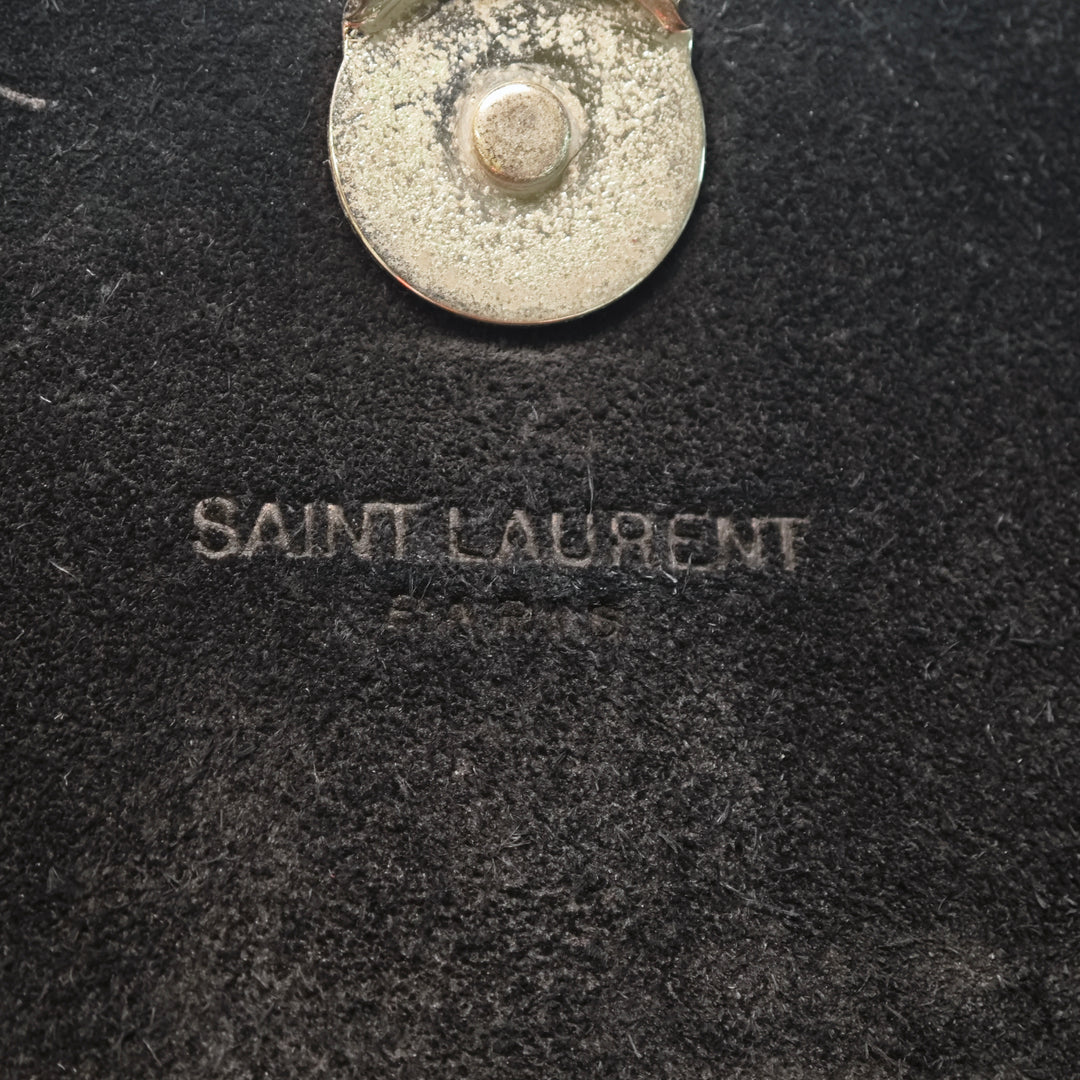 Saint Laurent Small Croc embossé Cuir Monogram Kate Pompon Sac porté croisé