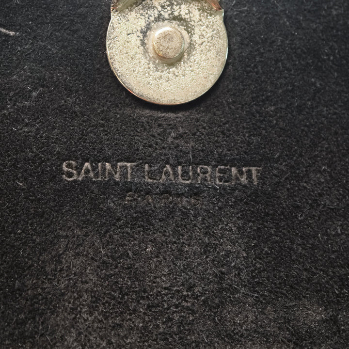 Saint Laurent Small Croc embossé Cuir Monogram Kate Pompon Sac porté croisé