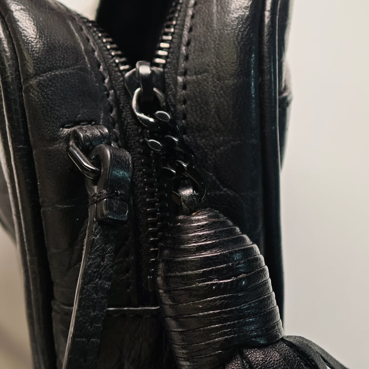 Saint Laurent Mini Croc embossé Cuir Blogger Sac caméra