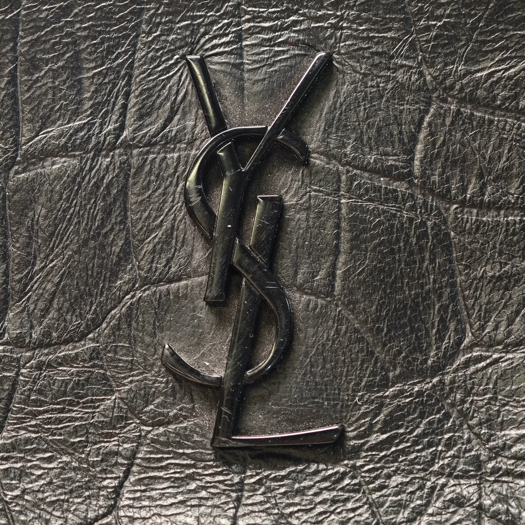 Saint Laurent Mini Croc embossé Cuir Blogger Sac caméra