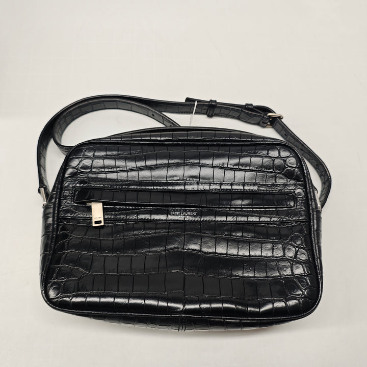 Saint Laurent Crocodile embossé Cuir Camp Sac caméra