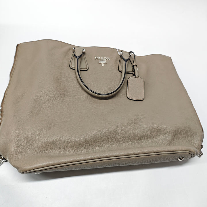 Prada Vitello Daino Side Zip Convertible Cabas