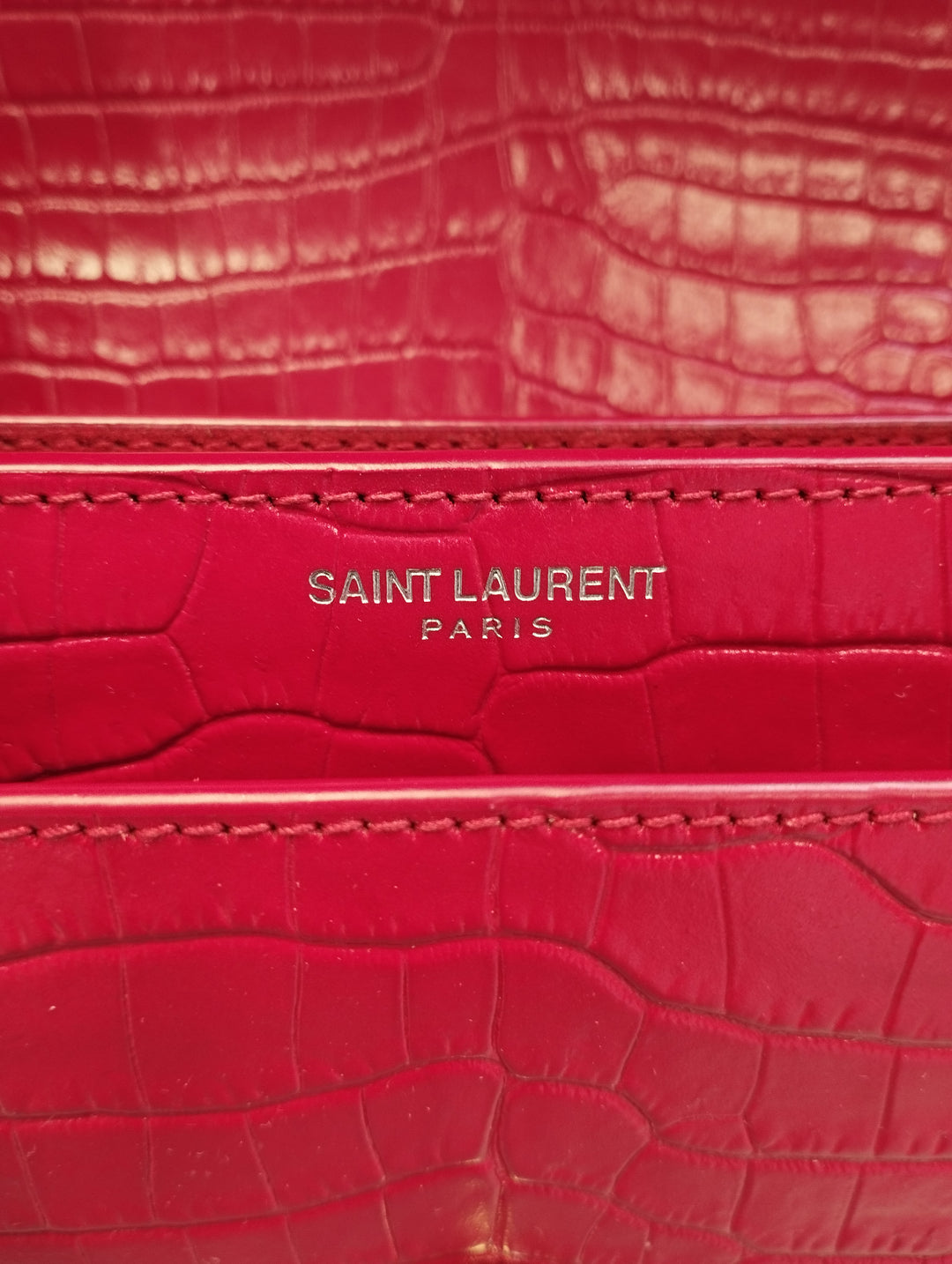 Saint Laurent Medium Croc embossé Cuir Monogram Sunset Sac porté croisé