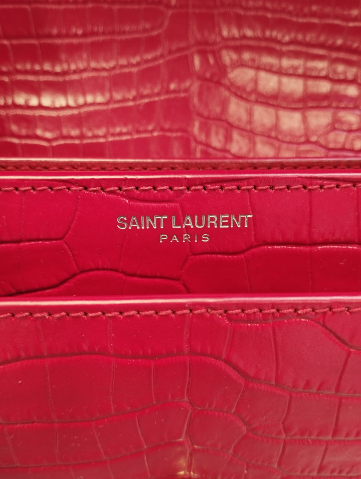 Saint Laurent Medium Croc embossé Cuir Monogram Sunset Sac porté croisé