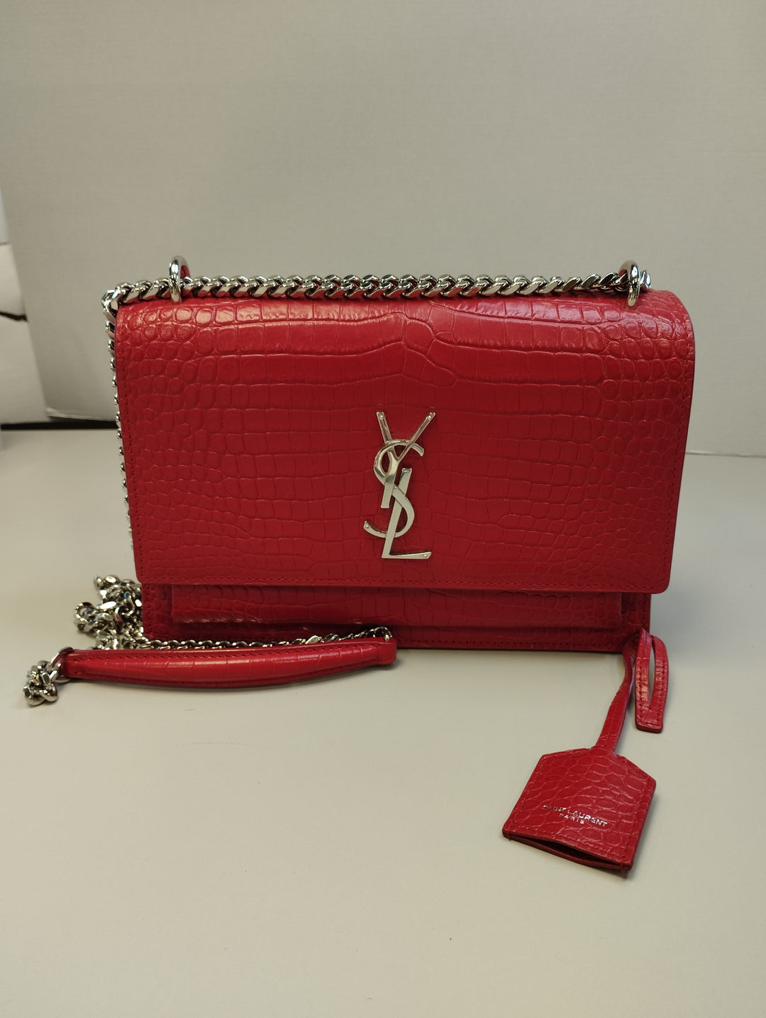 Saint Laurent Medium Croc embossé Cuir Monogram Sunset Sac porté croisé