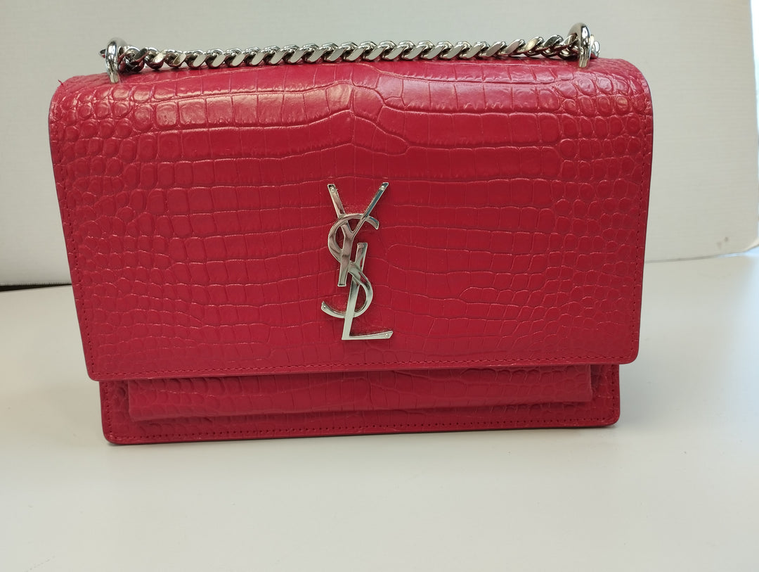 Saint Laurent Medium Croc embossé Cuir Monogram Sunset Sac porté croisé