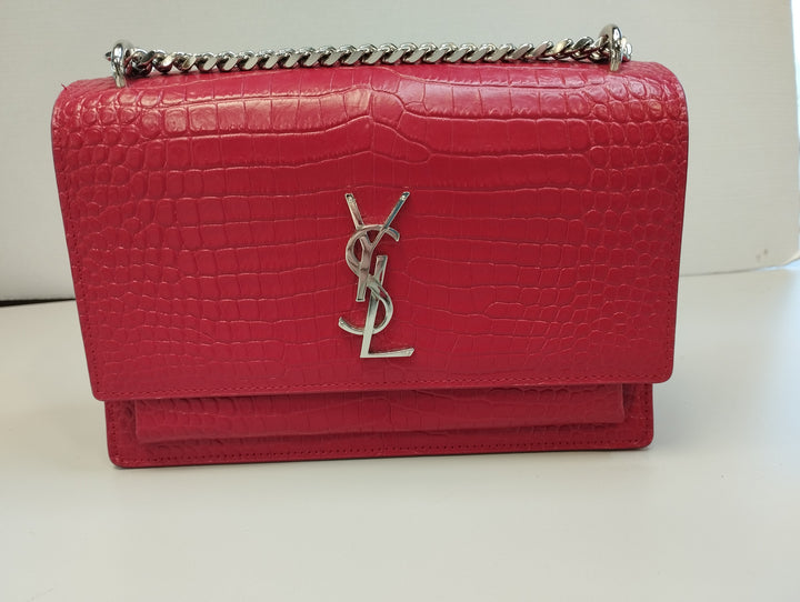 Saint Laurent Medium Croc embossé Cuir Monogram Sunset Sac porté croisé
