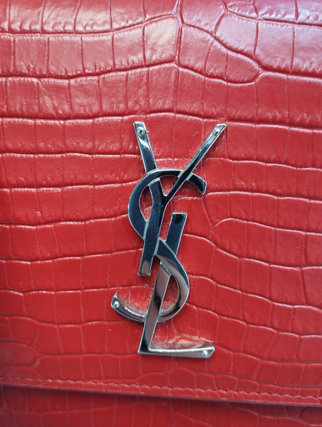 Saint Laurent Medium Croc embossé Cuir Monogram Sunset Sac porté croisé