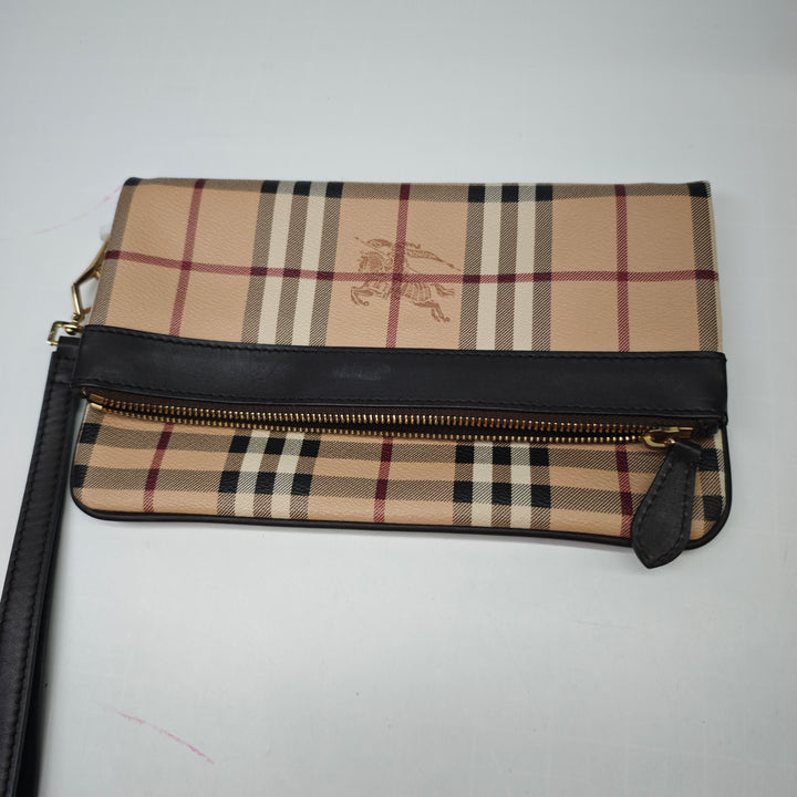 Burberry Haymarket Check Coated Toile Adeline Fold over Pochette