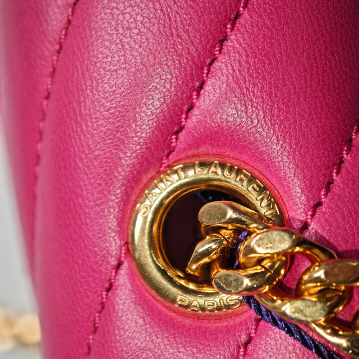 Saint Laurent Small Chevron Cuir de veau Monogram Sac enveloppe