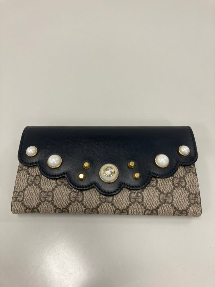 Gucci GG Supreme Perle clouté Peony Portefeuille long
