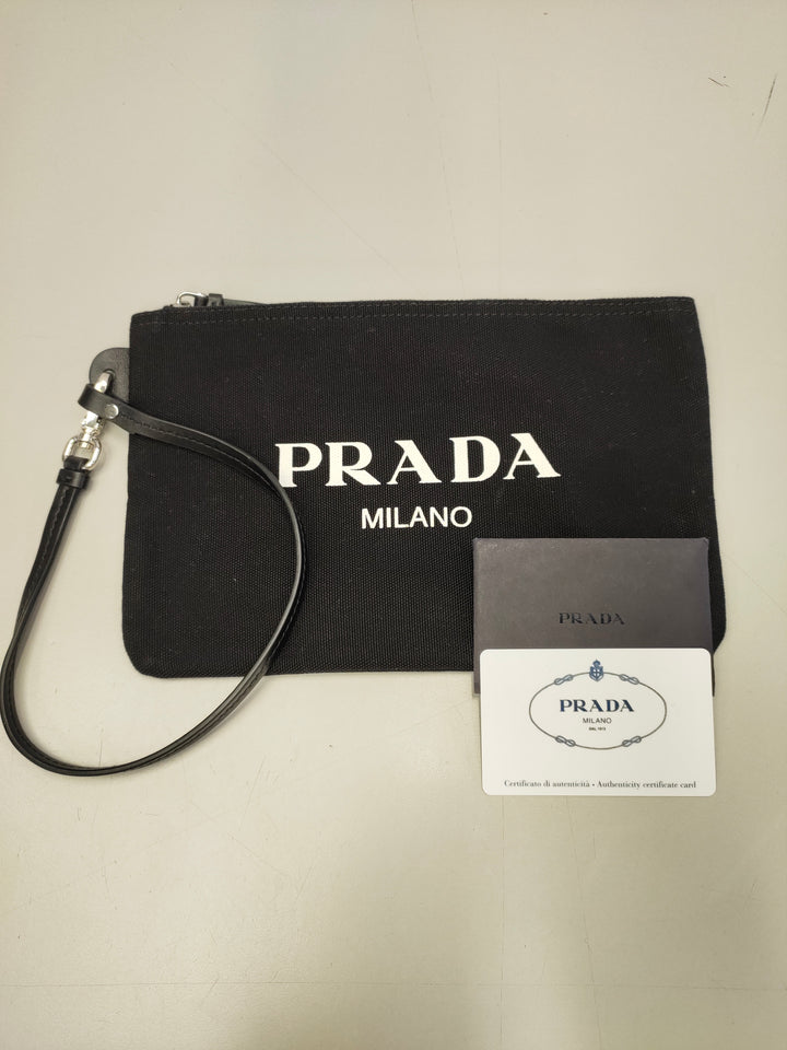 Prada Canapa Toile Logo Wrislet Pochette