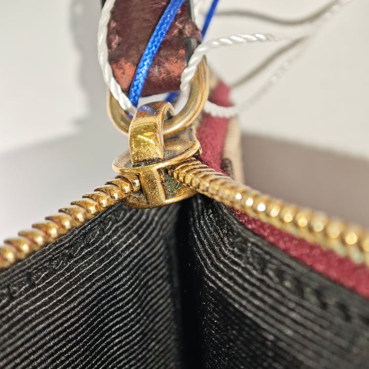 Burberry House Check Toile à finitions Cuir de veau grainé Zip Pochette