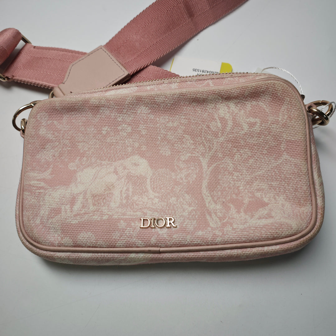 Dior brodé Toile Toile de Jouy Sac porté croisé