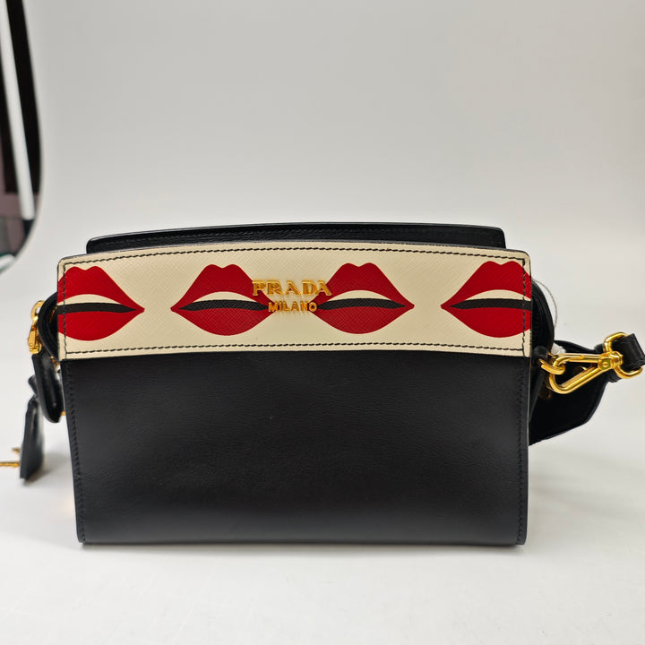 Prada City Veau et Saffiano Lip Print Esplanade Sac porté croisé