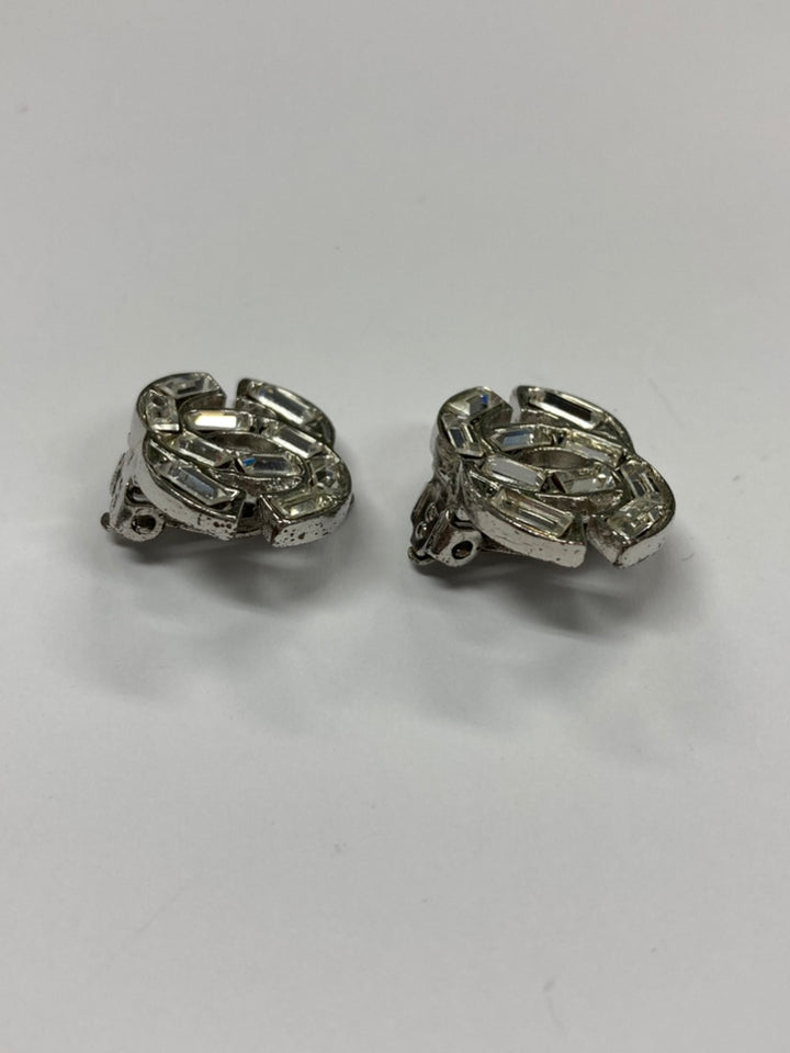 Chanel CC Brass et Strass Clip On Boucles d’oreilles
