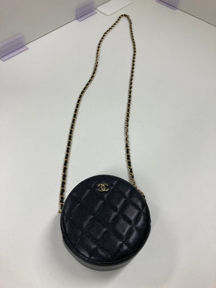 Chanel CC Matelassé Caviar Rond Pochette avec chaîne