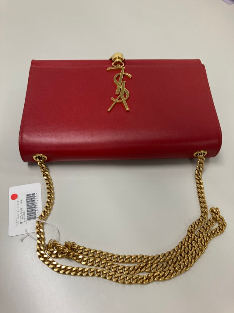 Saint Laurent Medium Smooth Cuir de veau Classic Monogram Kate Pompon Sac porté croisé