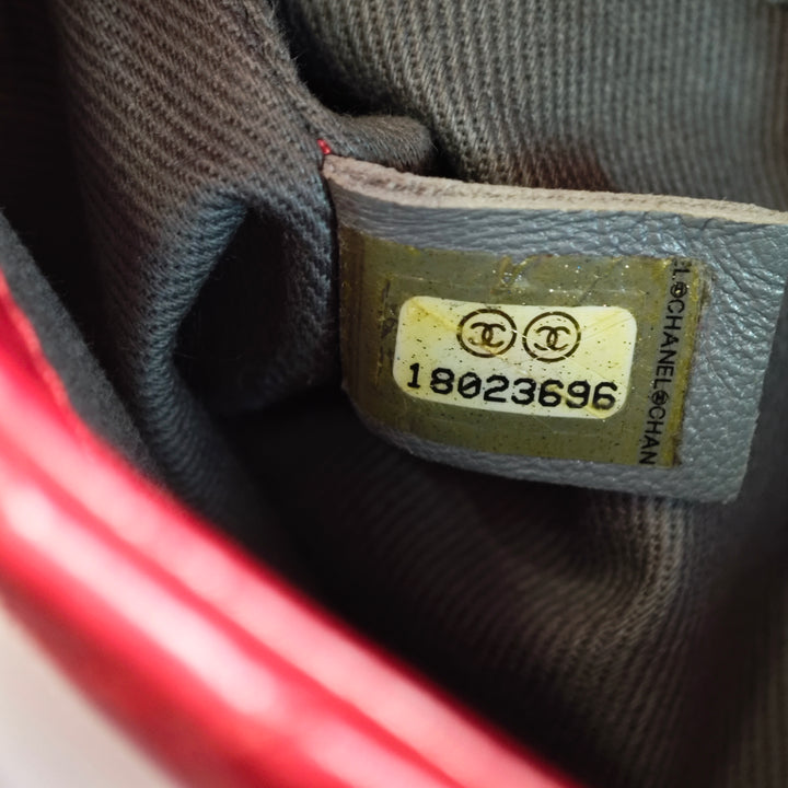Chanel CC Matelassé Cuir d’agneau embossé LAX Simple rabat