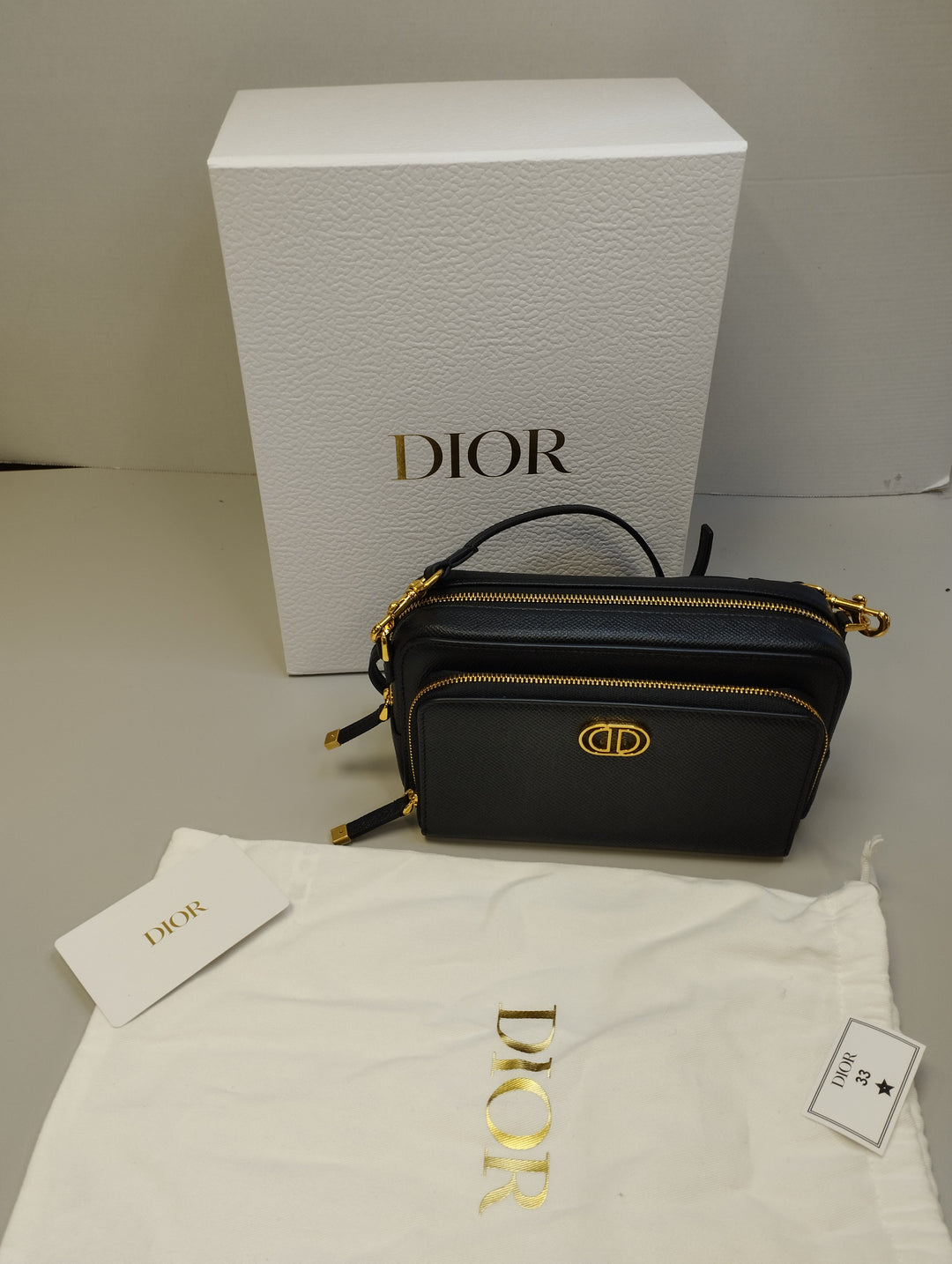 Dior Cuir de veau grainé Caro Double Pochette