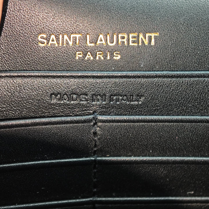 Saint Laurent Smooth Cuir de veau Monogram Kate Bicolor Pompon Portefeuille On Strap